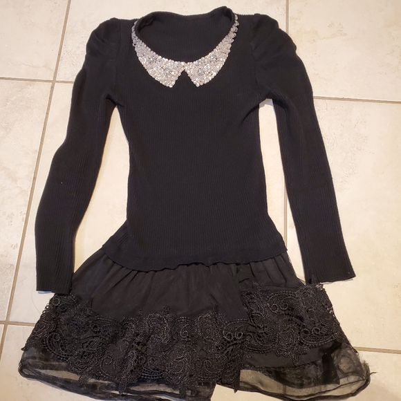 Beaded Peter Pan Collar Mini Dress - Picture 3 of 8